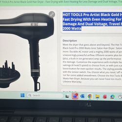 Brand New Hot Tools Pro Artist Black Gold Hair Dryer