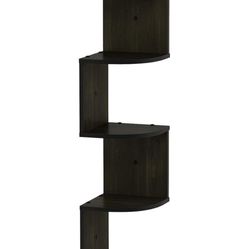 5-Tier Wall Mount Corner Shelf, Espresso Floating