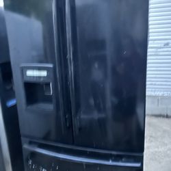 BLACK FRENCH DOOR REFRIGERATOR  Delivery Available for small fee 🚛
