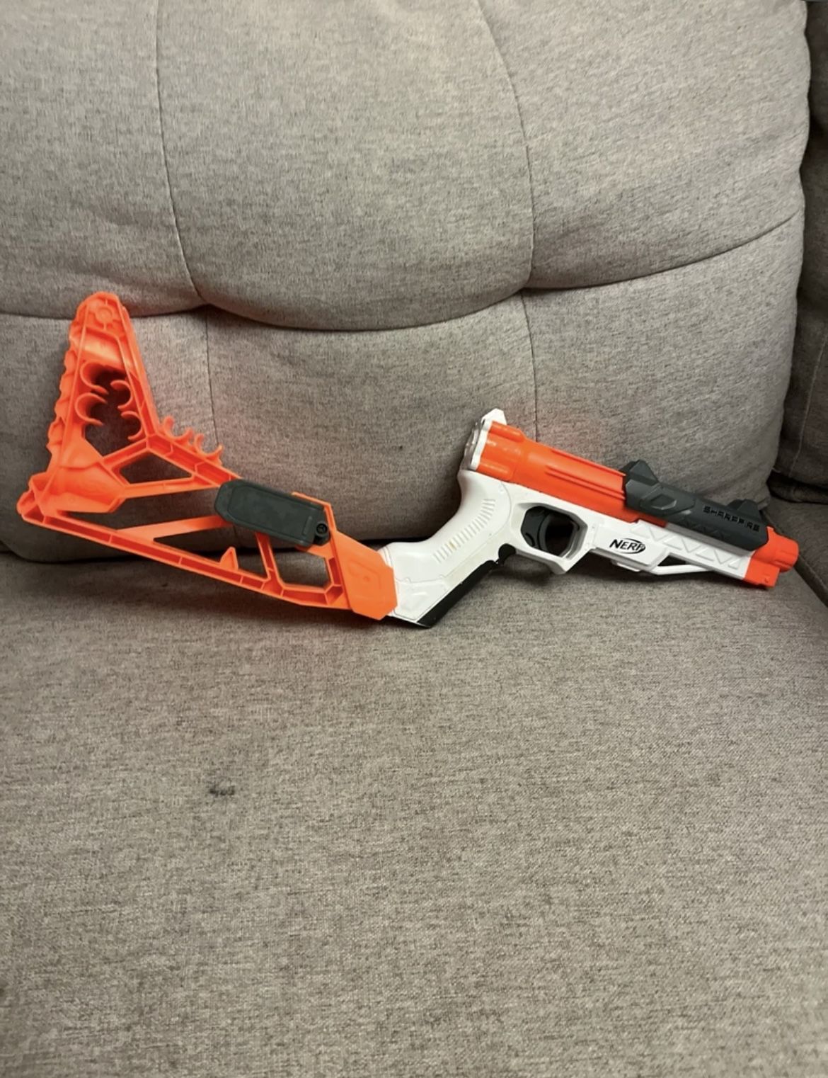 Nerf N-Strike SharpFire Blaster w/ Barrel and Stock Tested Great Shape