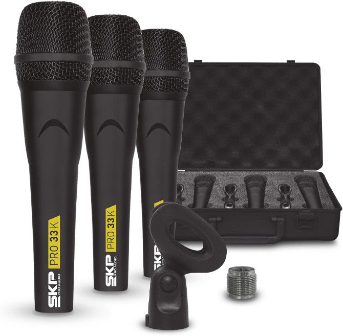Pro Audio PRO-33K Dynamic Cardioid Microphone Kit (3 Microphones