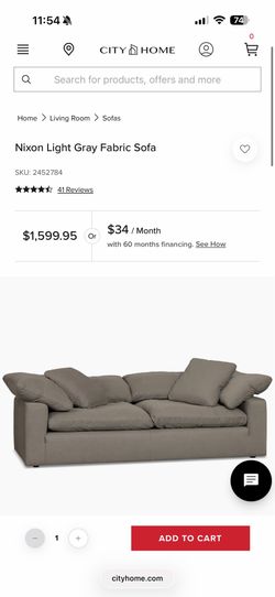 Nixon Light Gray Fabric Sofa