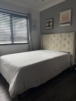 Full Size Bed Frame Beige/Creme