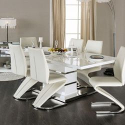 Brand New White Modern Style 7pc Dining Table Set 