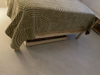 Full Size TRUNDLE Bed Wood Platform Frame + Full Mattress