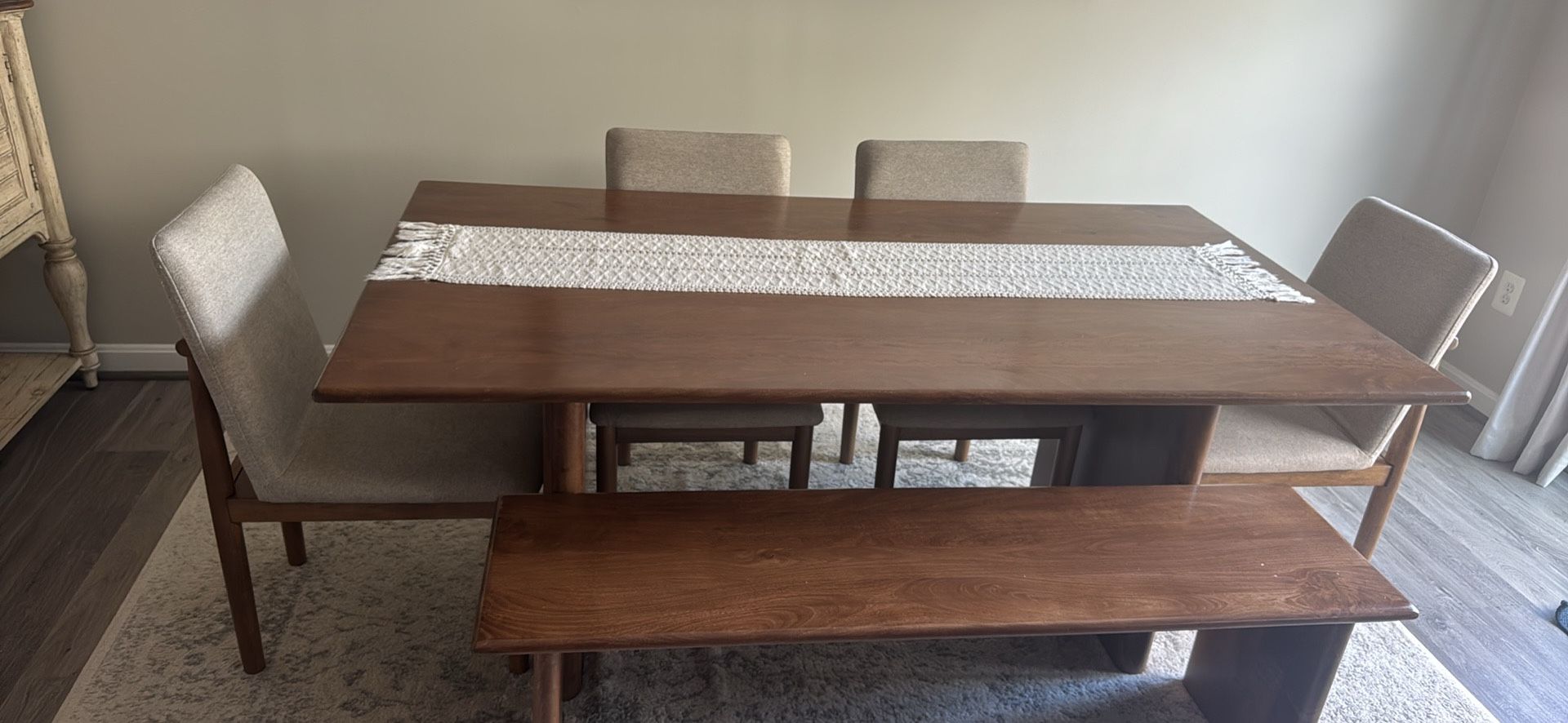 Dining Table and 4 Chairs and Bench