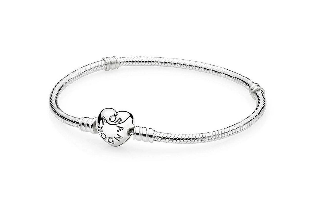 Pandora Moments Sterling Silver Bracelet with Heart Clasp
