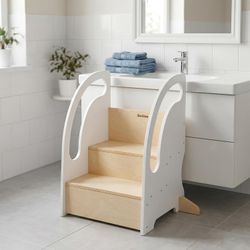 Wooden Toddler Step Stool with Safety Handles