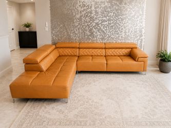 High-End Leather Sectional Sofa w/ Chaise – Needs Repair – $300