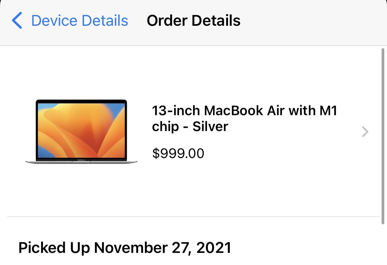 2021 Macbook Air M1 Chip
