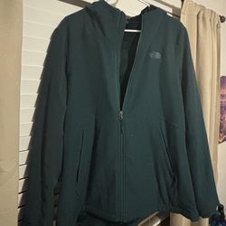 Women’s North Face Sherpa Lined Hooded Winter Jacket (XL) Green