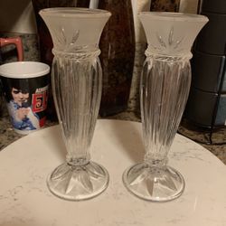 Cristal D'arque Crystal Plus de 24% De Pro Duo Vas & Candlestick Holder 7.50each or 2 for 15