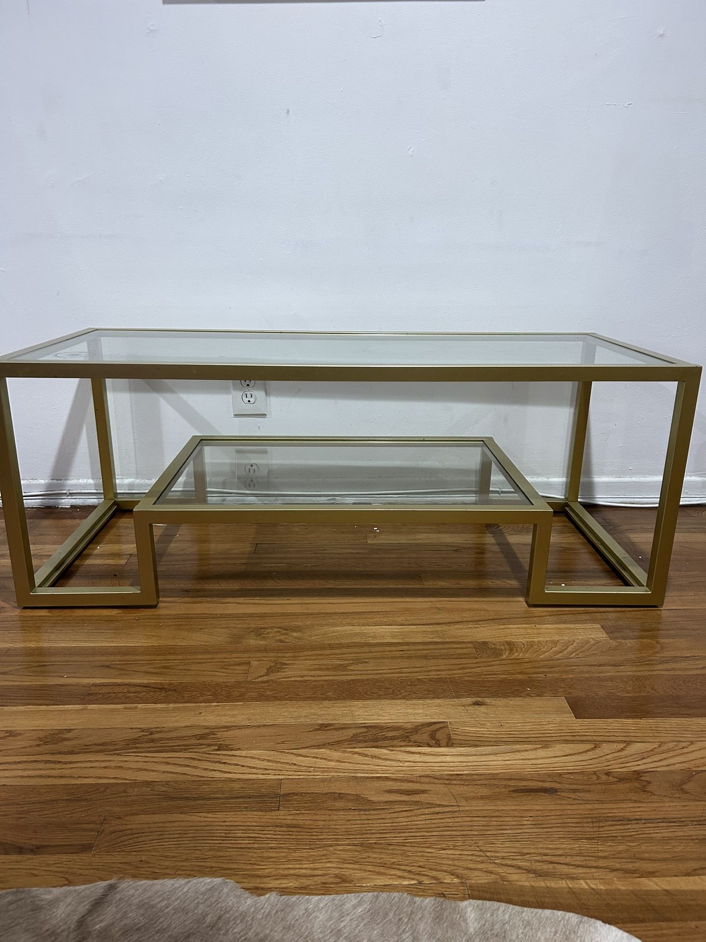 Glass Coffee Table (“Brushed Gold”)