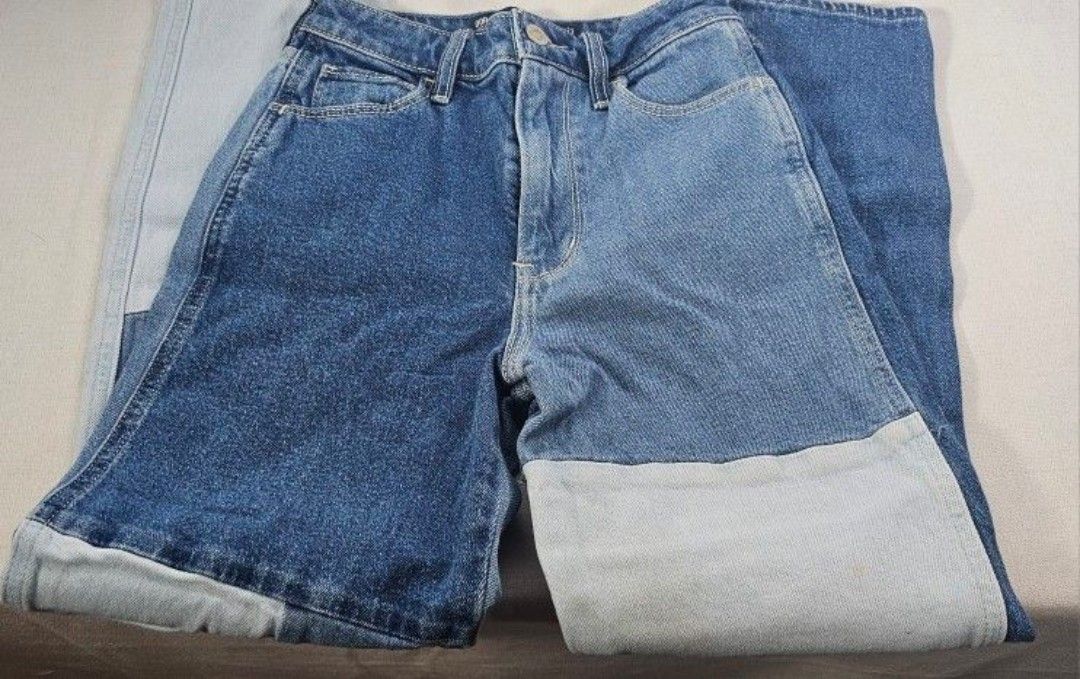 Hollister Ultra High Rise Mom Jeans - Size 00R/ 23 X 27. Multi-colored Patchwork Jeans.