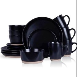 Stone Lain Jules 16Pc Black Dinnerware Set