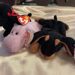 Doby, Happy and Gigi Ty Beanie Babies. 