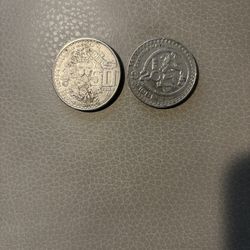 Rare Antique Mexican Coins $50 Pesos and $20 Pesos Respectively 