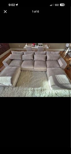 Upholstered Chaise Sectional / Beige Velvet + WARRANTY PROTECTION PLAN INCLUDED