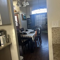 Sturdy Ashley Dining Table And 6 Upholstered Dining Chair