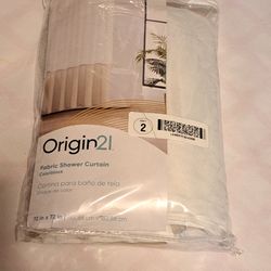 Shower Curtain Fabric By Origin21 White & Gray 72" X 72" NEW!