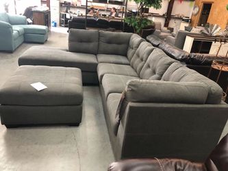 Brand New Ashley Grey Sectional w/ Ottoman