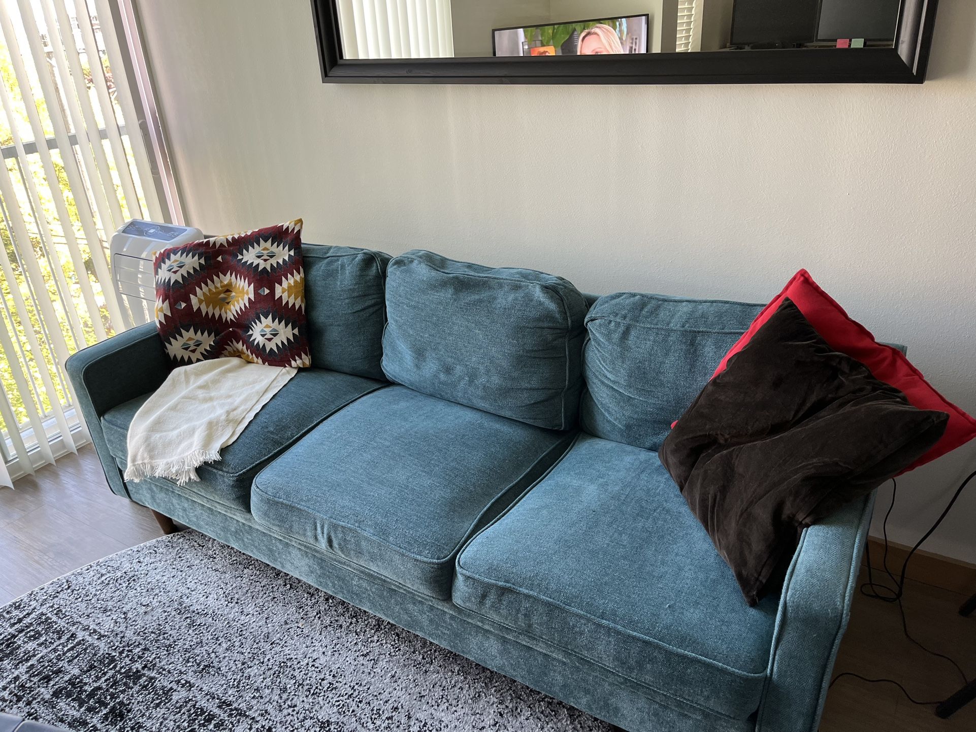 Teal Apartment Size Sofa