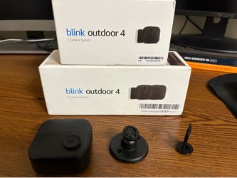 Blink Outdoor  4th Gen Add-on Camera WiFi Security HD Cam  Includes hardware and batteries  4x cameras  2x sync modules