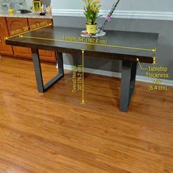 Premium, Handcrafted Solid Wood Table with Industrial-Grade Metal Legs. 