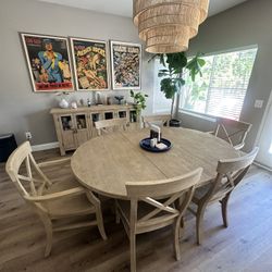 Pottery Barn 8 Piece Dining Set And Buffet In Sea Drift