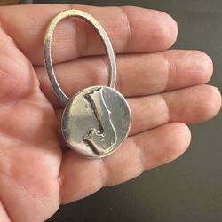 Vintage 925 All Sterling Silver letter “J” keychain , marked 925 Mexico 🇲🇽 Milan