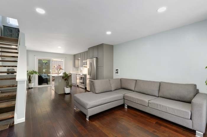L-Shaped Gray Fabric Sectional