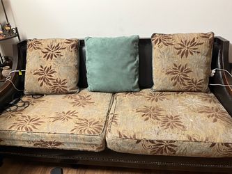 Floral Chenille Sofa and love seat with Wood Frame