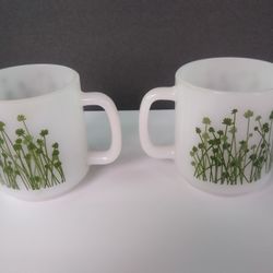 Glassbake Mugs Super Rare Flowers Pattern