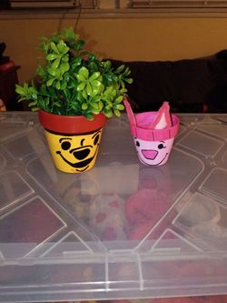 Winnie the Pooh & Piglet Hand-Painted Flower Pots Set