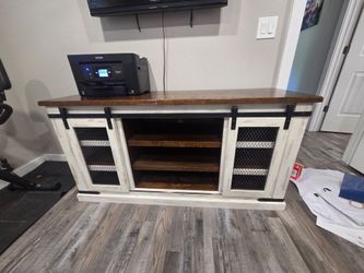 Farmhouse TV Stand with Sliding Barn Doors