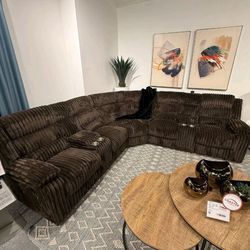 Recliner Sectional Sofa Recline new couch corduroy chocolate fabric brown sofa