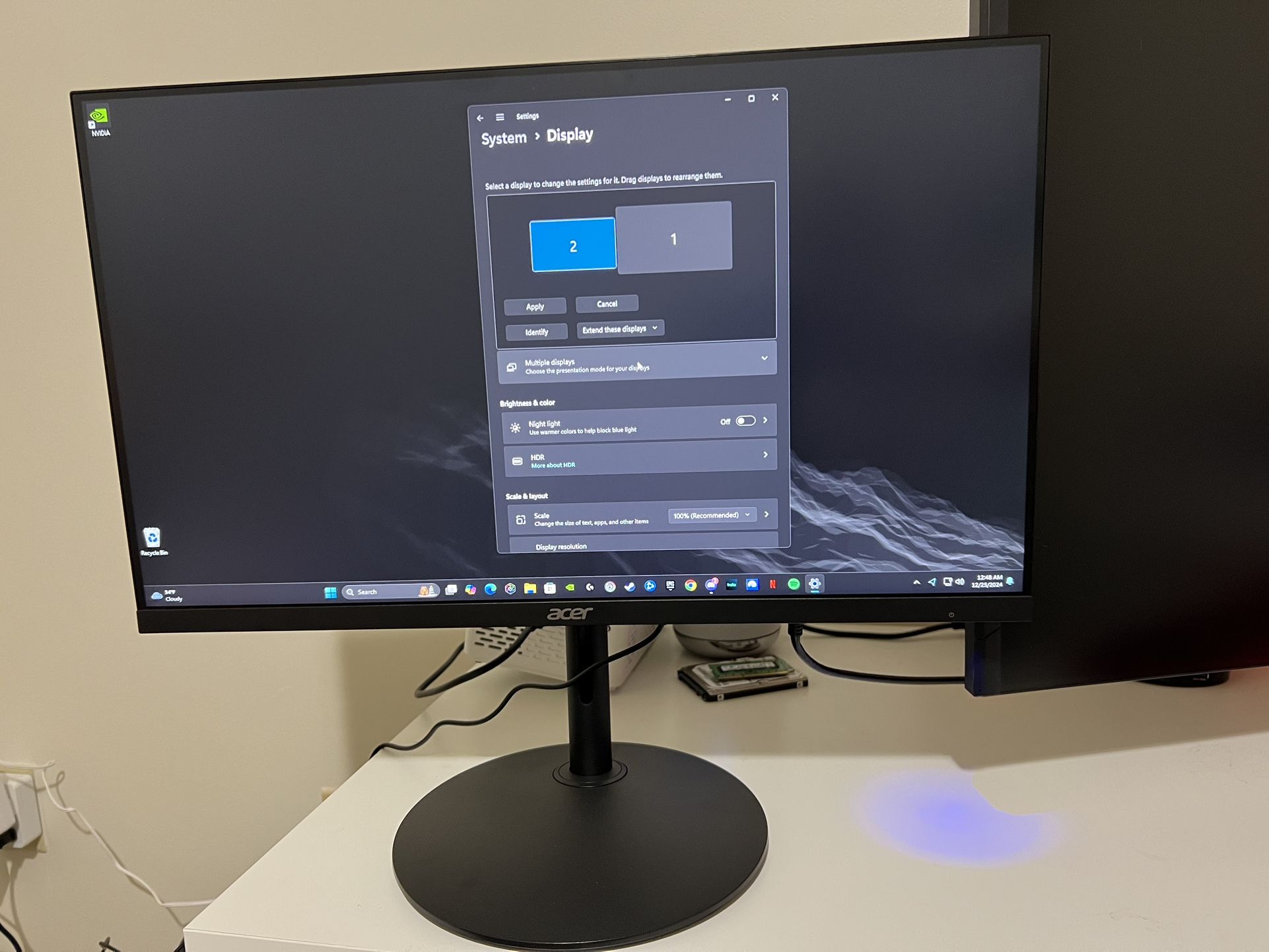 Acer 24” 1080p 100hz Monitor