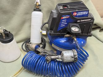 URGENT Moving Sale – Campbell Hausfeld Air Compressor Kit w/ Hose & Spray Gun
