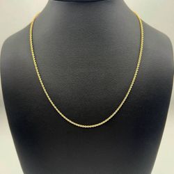14k solid yellow gold Rope necklace chain 19.25" 1.5mm