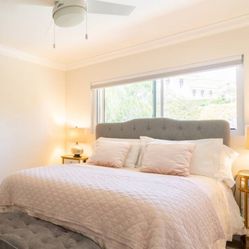 Queen Bed With Grey Headboard