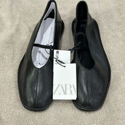 Zara Leather Ballet Flats 