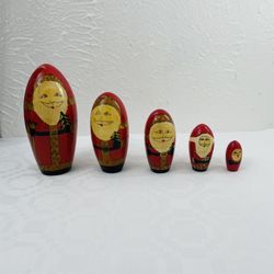 Vintage Santa Claus Nesting Dolls 5pc Set 