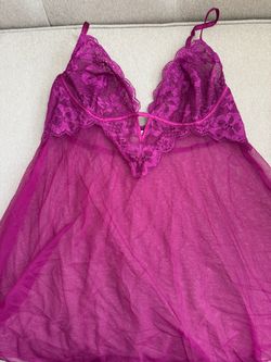 Magenta Lace Mesh Babydoll Lingerie Victoria Secret