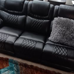 *Weekend Special!!!*---Classic Santiago Black Leather Reclining Sets---From $1099!!!---Delivery And Financing😉