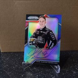 2018 Panini Prizm John Hunter Nemechek Red/Blue Prizm On Card Auto /125