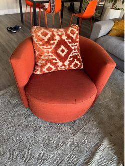 Burnt Orange Swivel Barrel Chair