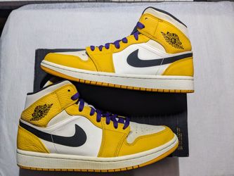 Jordan 1 Mid SE Lakers Yellow Size 10.5