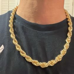 Sale! 10mm 24” Bold & Heavy (138g!) 14k Gold over Stainless Steel Rope Chain