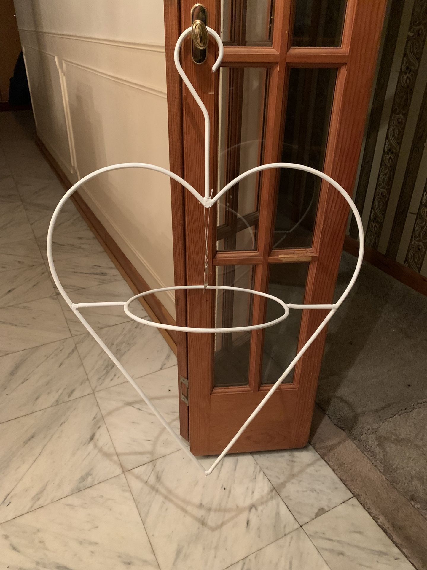 Wrought Iron White Heart Plant Hanger