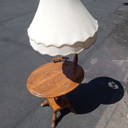 Vintage End Table With Light, and Shade